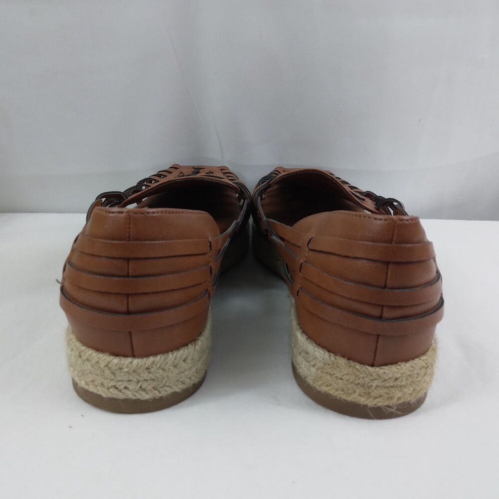 Sam & Libby Woven Espadrille Loafers Cognac Brown Square Toe Coastal Boho 8 - Picture 9 of 10